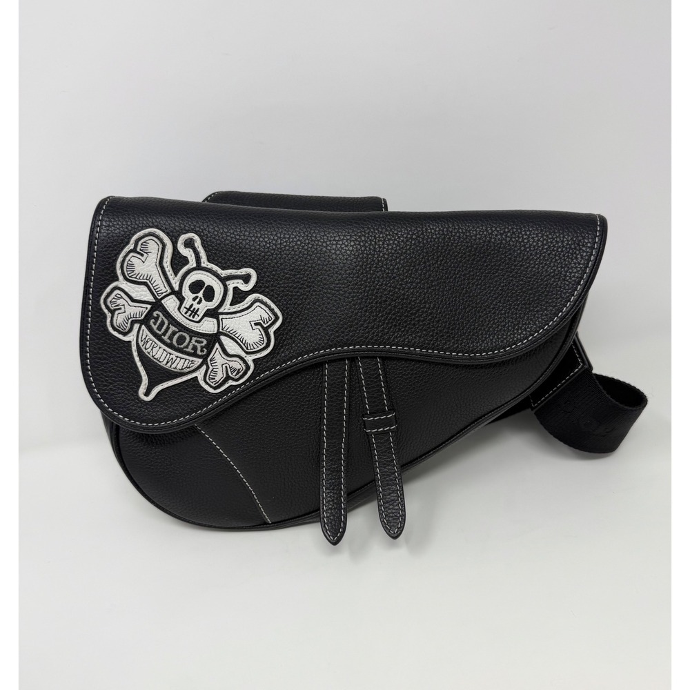 Dior x Shawn Stussy Saddle Crossbody Grained Leather Bag